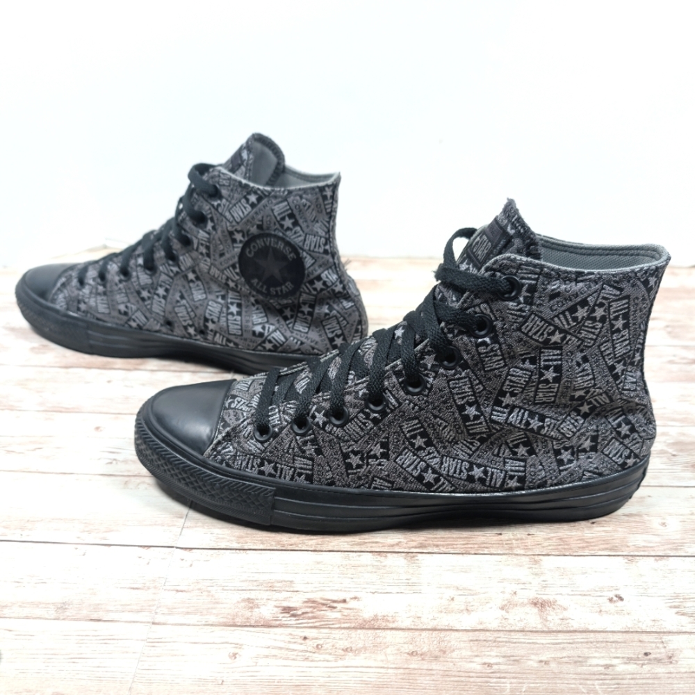 Converse Logo Play Black Mason High Top Sneakers Chuck Shoes Black Silver Men 9 - Picture 2 of 16